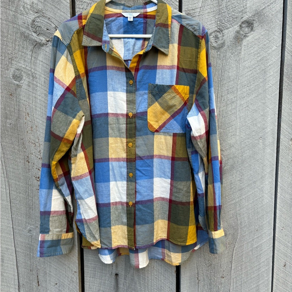 Time and Tru Multicolor Plaid Women’s Shirt 100% Cotton Size XXXL (22) NWOT